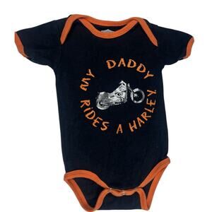 Harley-Davidson Baby 3-6M Black Orange Bodysuit My Daddy Rides a Harley Bodysuit